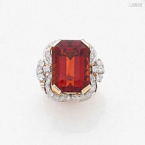 TRAVAIL FRANÇAIS ANNEES 1955 BAGUE CITRINE MADERE …