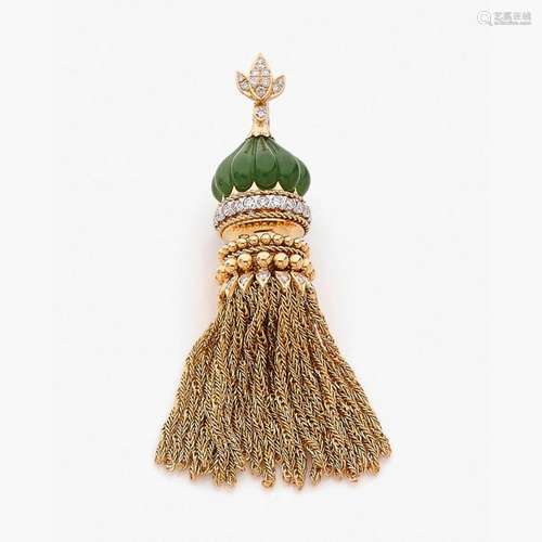 PENDENTIF POMPON CHAINETTES JADE Le culot est comp…