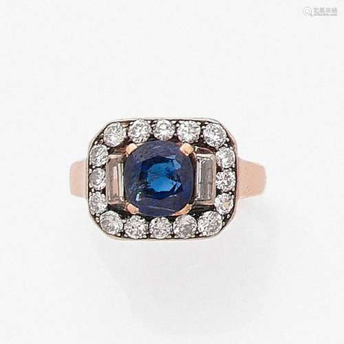 ANNEES 1930 BAGUE SAPHIR Elle est ornée en son cen…