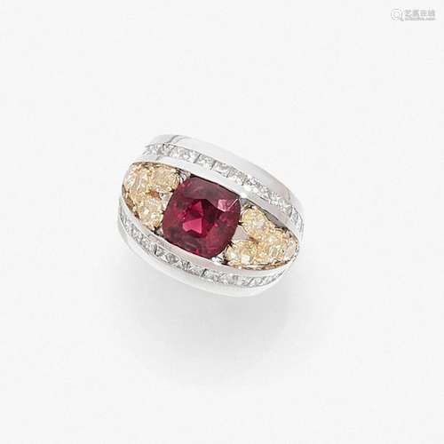 BAGUE BANDEAU SPINELLE ROUGE Le spinelle est de fo…