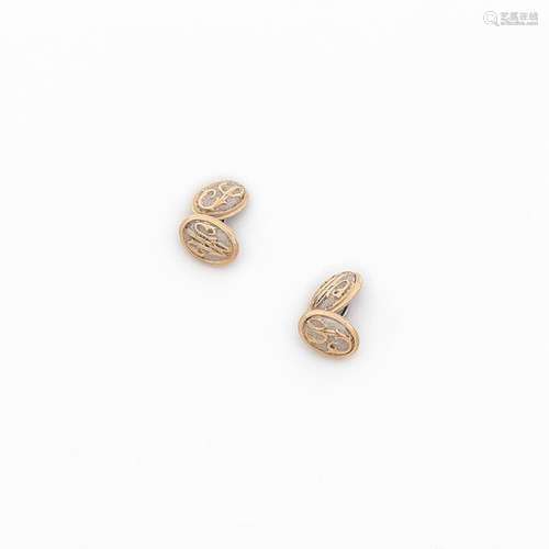 XIXIEME SIECLE PAIRE DE BOUTONS DE MANCHETTE MONOG…