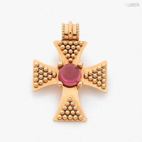 CHANEL PENDENTIF CROIX Il est en or jaune 18K orné…