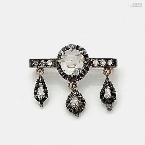 XIXEME SIECLE BARRETTE DIAMANT ROSE Elle est ornée…