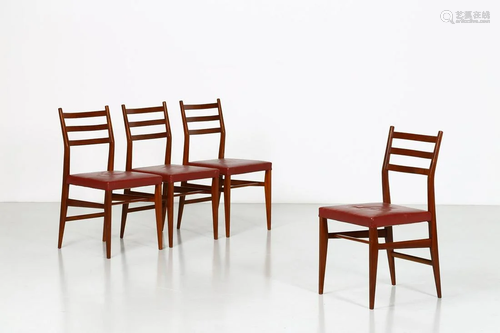 MANIFATTURA ITALIANA Four chairs, 50s…