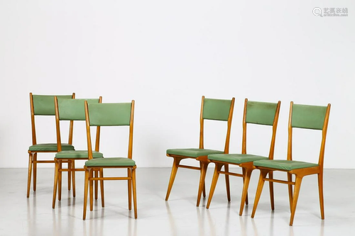 MANIFATTURA ITALIANA Six chairs, 50s. …