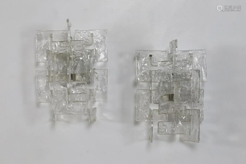 CARLO NASON Pair of wall lights, 70s. (2) .