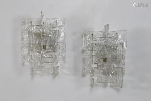 CARLO NASON Pair of wall lights, 70s. (2).