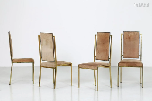 MANIFATTURA ITALIANA Four chairs, 70s…