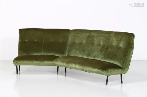 MANIFATTURA ITALIANA Curved sofa, 50s.