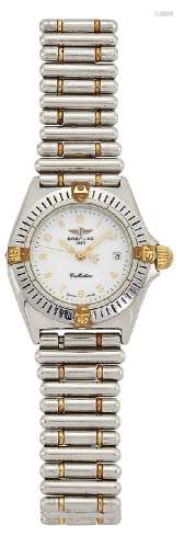 A lady's stainless steel 'Callistino' quartz wristwatch by Breitling, the circular white dial with