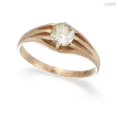 A 9ct gold, diamond single stone ring, the single brilliant-cut diamond in eight-claw setting to