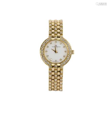 A lady's 18ct gold and diamond wristwatch, by Baume & Mercier, the circular dial with diamond