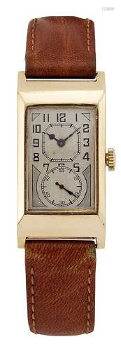 An 18ct gold wristwatch by Rolex, the silvered dial with Arabic numerals and subsidiary seconds,
