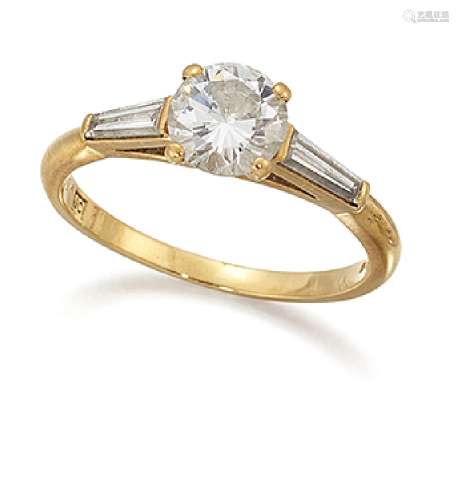 An 18ct gold, diamond single stone ring by Cartier, the brilliant-cut diamond, weighing
