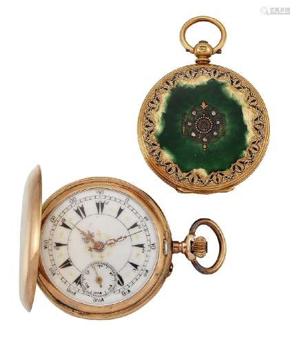 Two late 19th century Swiss gold hunter case fob watches made for the Turkish market, the first with