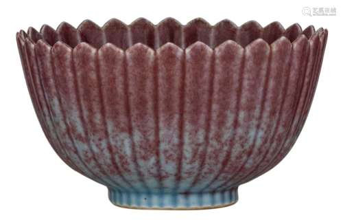 A Chinese peach blossom glazed lotus shaped bowl, …