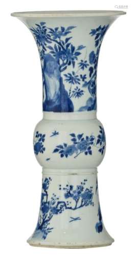 A Chinese blue and white yenyen vase, decorated wi…