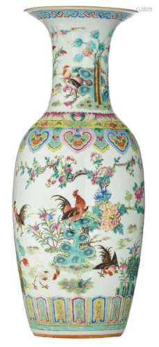 A Chinese famille rose vase, decorated with cocker…