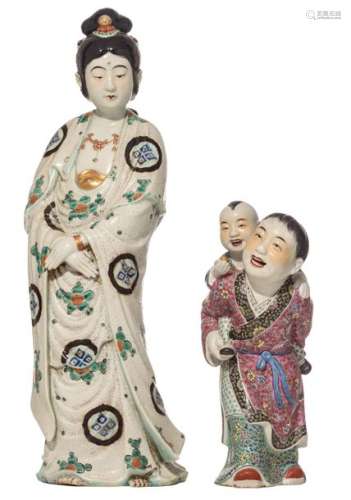 Two Oriental polychrome and famille rose groups, d…