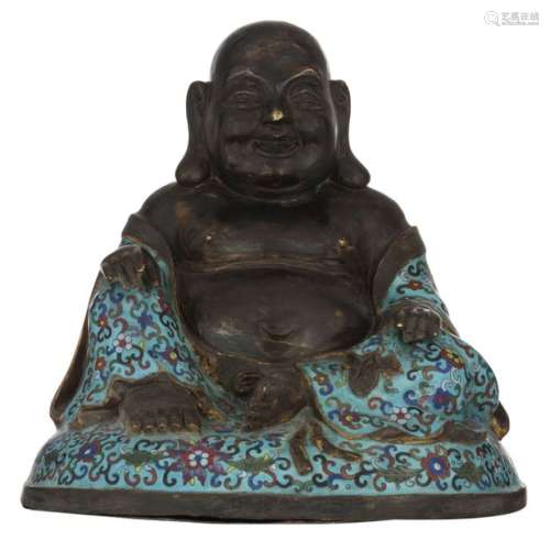 A Chinese cloisonné enamel figure of a Budai, with…