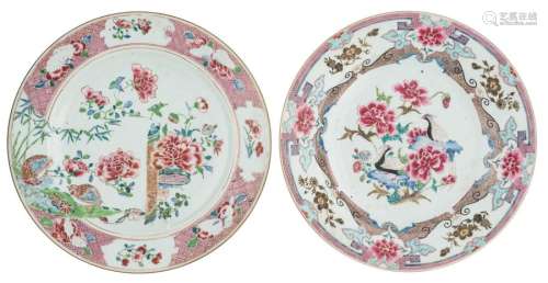 Two Chinese famille rose and gilt plates, decorate…