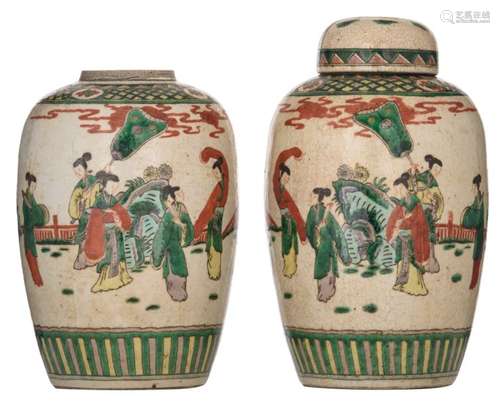 A pair of crackleware ground Nanking ginger jars a…