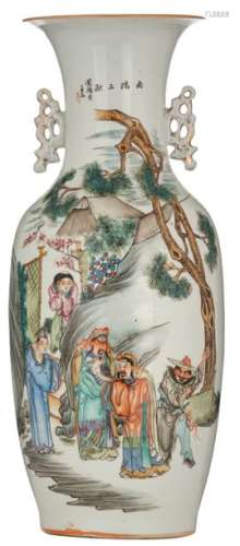 A Chinese polychrome vase, decorated with an anima…