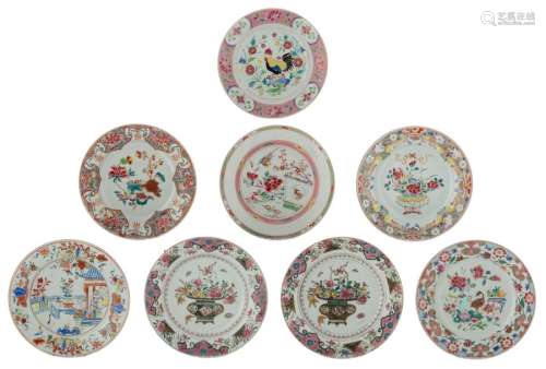 Eight Chinese famille rose export porcelain dishes…