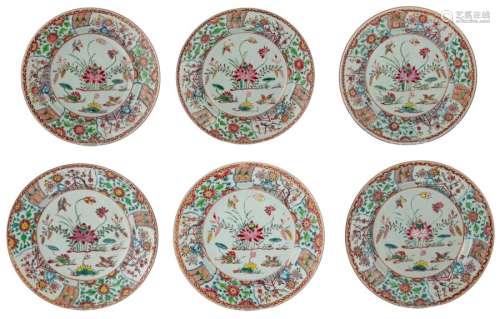Six Chinese famille rose export porcelain dishes, …