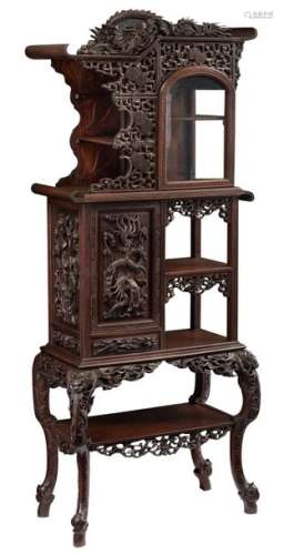 A Chinese exotic hardwood display cabinet, finely …