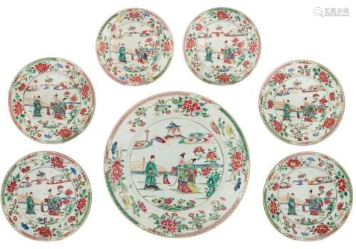 Six Chinese famille rose dishes, decorated with a …