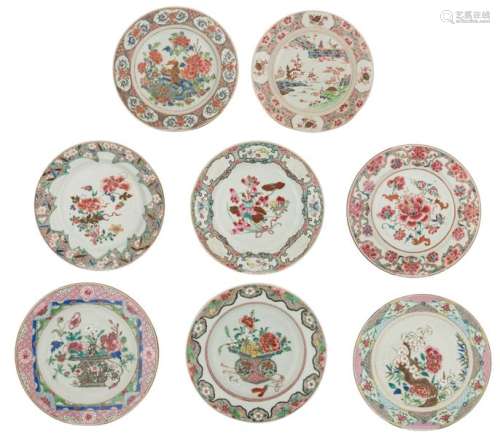 Seven Chinese famille rose floral decorated dishes…