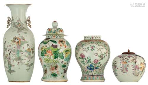 A Chinese famille rose vase and a ditto ginger jar…