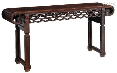 An imposing Chinese rosewood sideboard, with richl…