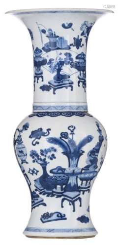 A Chinese blue and white Kangxi type yenyen vase, …