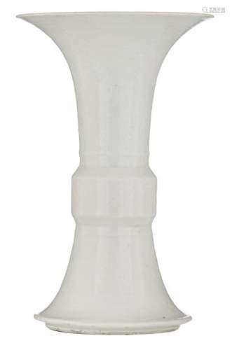 A Chinese white monochrome Gu vase, 19thC, H 31 cm