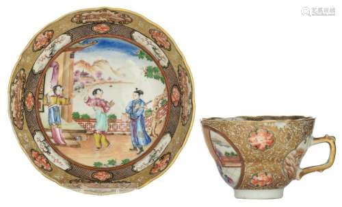 A Chinese famille rose and gilt export porcelain c…