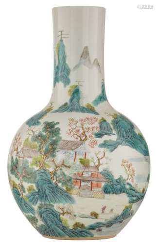 A Chinese polychrome bottle vase, decorated with f…