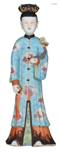 A Chinese polychrome figure, depicting a dignitary…