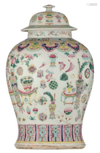 A Chinese famille rose vase and cover, decorated w…