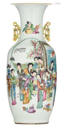 A Chinese double decorated polychrome vase, one si…