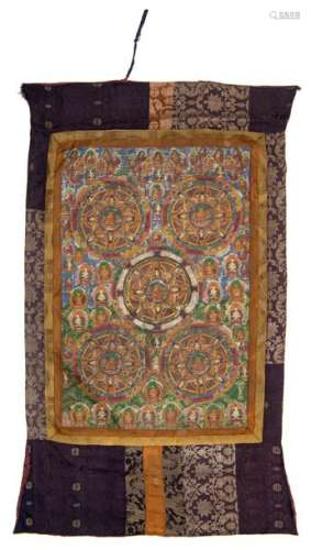 A Tibetan or Nepalese Thangka, depicting deities a…