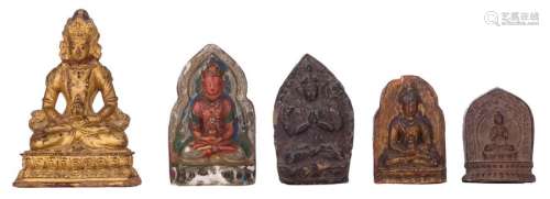 Four Oriental pottery clay relief Tsa Tsa figures,…