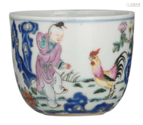 A Chinese famille rose cup, decorated with a playi…