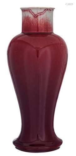 A Chinese sang de boeuf baluster shaped vase, H 37…