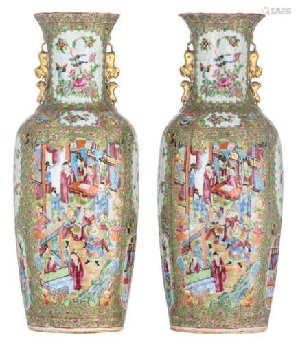 Two Chinese Canton relief vases, the roundels deco…