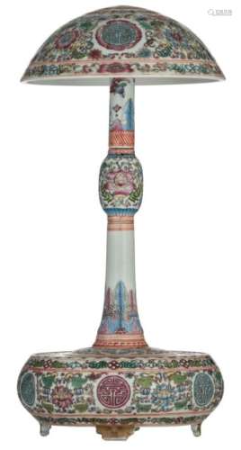 A Chinese famille rose and polychrome hat stand, d…