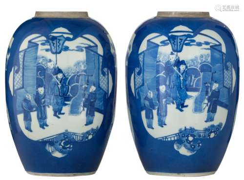 A pair of Chinese blue and white ginger jars, the …
