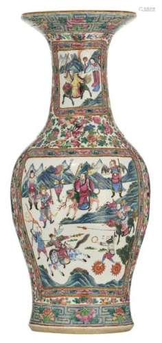 A large Chinese famille rose vase, the roundels de…
