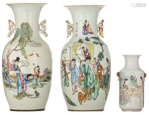 Two Chinese famille rose vases, decorated with fig…